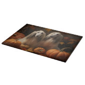 アフガンハウンド犬の秋の喜びカボチャ カッティングボード (角)