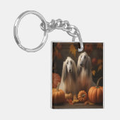 アフガンハウンド犬の秋の喜びカボチャ キーホルダー (正面左)