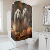 アフガンハウンド犬の秋の喜びカボチャ シャワーカーテン (インサイチュ)