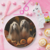 アフガンハウンド犬の秋の喜びカボチャ ペーパープレート (パーティー)