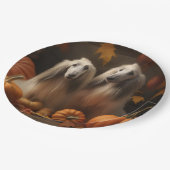 アフガンハウンド犬の秋の喜びカボチャ ペーパープレート (アングル)