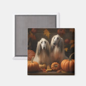 アフガンハウンド犬の秋の喜びカボチャ マグネット (正面/裏面)