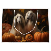 アフガンハウンド犬の秋の喜びカボチャ ラージペーパーバッグ (正面)