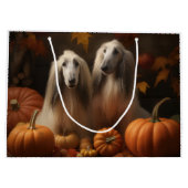 アフガンハウンド犬の秋の喜びカボチャ ラージペーパーバッグ (裏面)