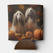 アフガンハウンド犬の秋の喜びカボチャ 缶クーラー (裏面)