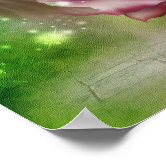 アフガンハウンド顔ファンタジーフラワーズドッグアート ポスター (角)