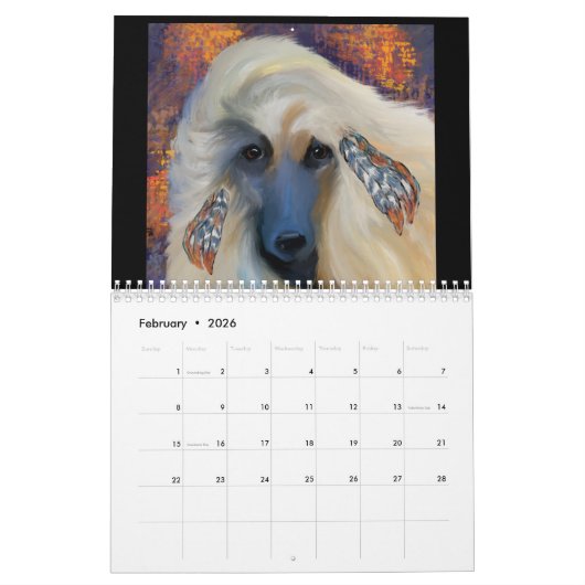 アフガンハウンド2025 カレンダー (2月 2026)