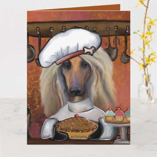 アフガンハウンド カード (黄色い花)