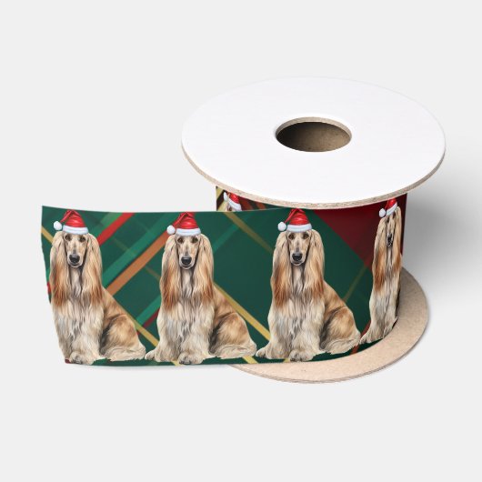 アフガンハウンド クリスマス柄 おもしろい犬のホリデー サテンリボン (リール)
