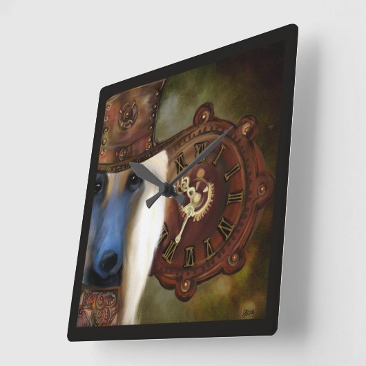 アフガンハウンド スクエア壁時計 (傾斜)