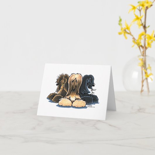 アフガン人が三つのような種類の犬 カード (黄色い花)