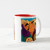 アフガン女性コーヒーマグ,ダリアカラフル, Tumbler ツートーンマグカップ (正面右)