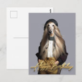 アフガン犬の金髪パンツ姿 誕生日おめでとう ポストカード (正面/裏面)