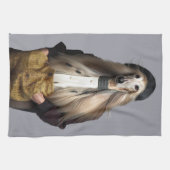 アフガン犬の髪をズボンでブロンドで結う キッチンタオル (横)