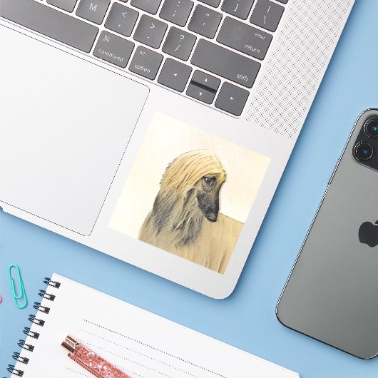 アフガン絵画ハウンド – かわいいオリジナルドッグアート シール (ノートパソコンとiPhone)