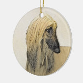 アフガン絵画ハウンド – かわいいオリジナルドッグアート セラミックオーナメント (左)