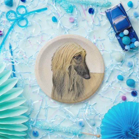 アフガン絵画ハウンド – かわいいオリジナルドッグアート ペーパープレート (パーティー)