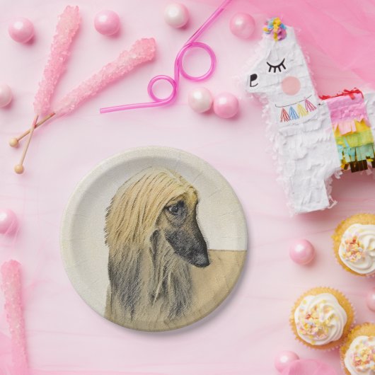 アフガン絵画ハウンド – かわいいオリジナルドッグアート ペーパープレート (パーティー)