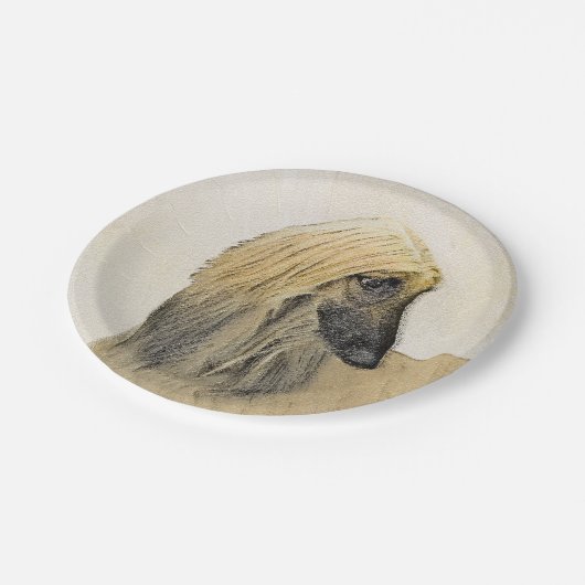 アフガン絵画ハウンド – かわいいオリジナルドッグアート ペーパープレート (アングル)