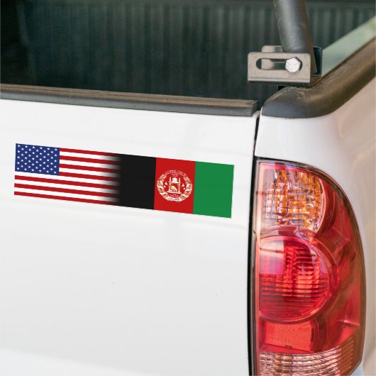 アフガン・アメリカ・アフガニスタン国旗の米国国旗 バンパーステッカー (トラック上)