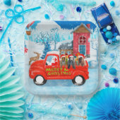 アフガン・ハウンズ犬のクリスマスデリバリートラック雪 ペーパープレート (パーティー)