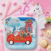 アフガン・ハウンズ犬のクリスマスデリバリートラック雪 ペーパープレート (パーティー)