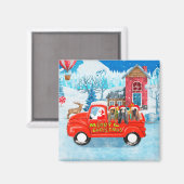 アフガン・ハウンズ犬のクリスマスデリバリートラック雪 マグネット (正面/裏面)