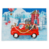 アフガン・ハウンズ犬のクリスマスデリバリートラック雪 ラージペーパーバッグ