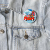 アフガン・ハウンズ犬のクリスマスデリバリートラック雪 缶バッジ (インサイチュ)