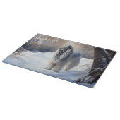 アフガン・ハウンドが雪のクリスマスを過ごした カッティングボード (角)