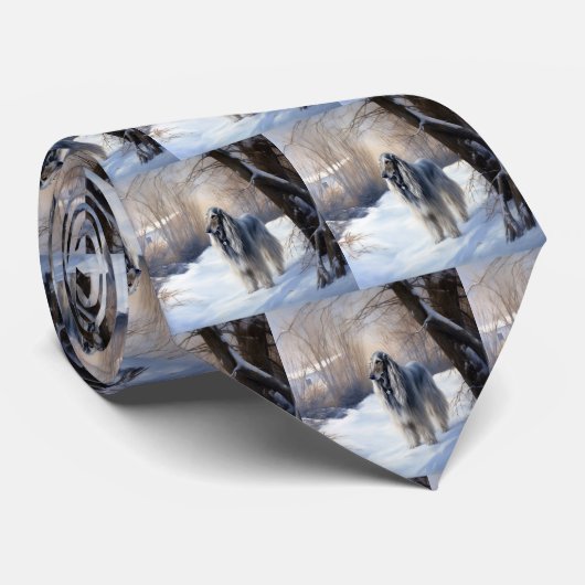 アフガン・ハウンドが雪のクリスマスを過ごした ネクタイ (ロール)