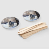 アフガン・ハウンドが雪のクリスマスを過ごした ハンドファン (組立なし)