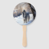 アフガン・ハウンドが雪のクリスマスを過ごした ハンドファン (正面)