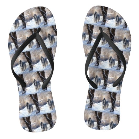 アフガン・ハウンドが雪のクリスマスを過ごした ビーチサンダル (ソール)