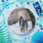 アフガン・ハウンドが雪のクリスマスを過ごした ペーパープレート (パーティー)