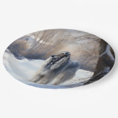 アフガン・ハウンドが雪のクリスマスを過ごした ペーパープレート (アングル)