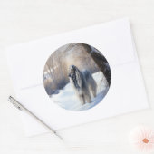 アフガン・ハウンドが雪のクリスマスを過ごした ラウンドシール (封筒)