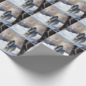 アフガン・ハウンドが雪のクリスマスを過ごした ラッピングペーパー (角)