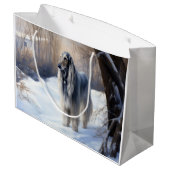 アフガン・ハウンドが雪のクリスマスを過ごした ラージペーパーバッグ (裏面アングル)