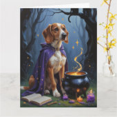 アフガン・ハウンドの犬のウィズミカル・ハロウィン絵画 カード (黄色い花)