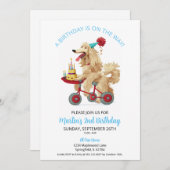 アフガン・ハウンド・オン・バイクとケーキ2nd誕生日パーティー 招待状 (正面/裏面)