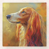 アフガ絵を描ン犬の美しい犬 ガラスコースター (正面)