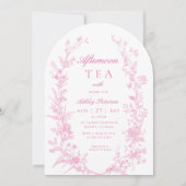 アフタヌーンエレガントティーガールベビーシャワーアーチ 招待状 (正面)