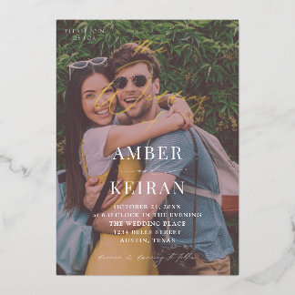 アフタヌーンシェー結婚ド – 写真 箔招待状