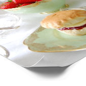 アフタヌーンティーとピンクのバラのポスター ポスター (角)