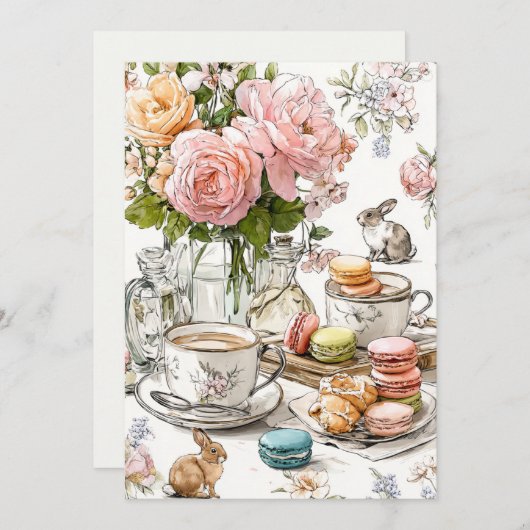 アフタヌーンティーと小さいつま先 | パーラーパーティー 招待状 (正面/裏面)