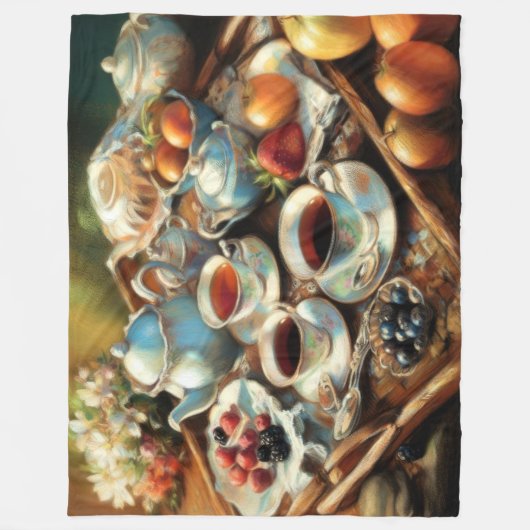 アフタヌーンティーのアートワーク フリースブランケット (正面)