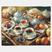 アフタヌーンティーのアートワーク フリースブランケット (正面(横))