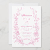 アフタヌーンティーエレガントパーティーガールベビーシャワー 招待状 (正面)