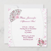 アフタヌーンティーカップケーキピンクフローラティーポットファン 招待状 (裏面)